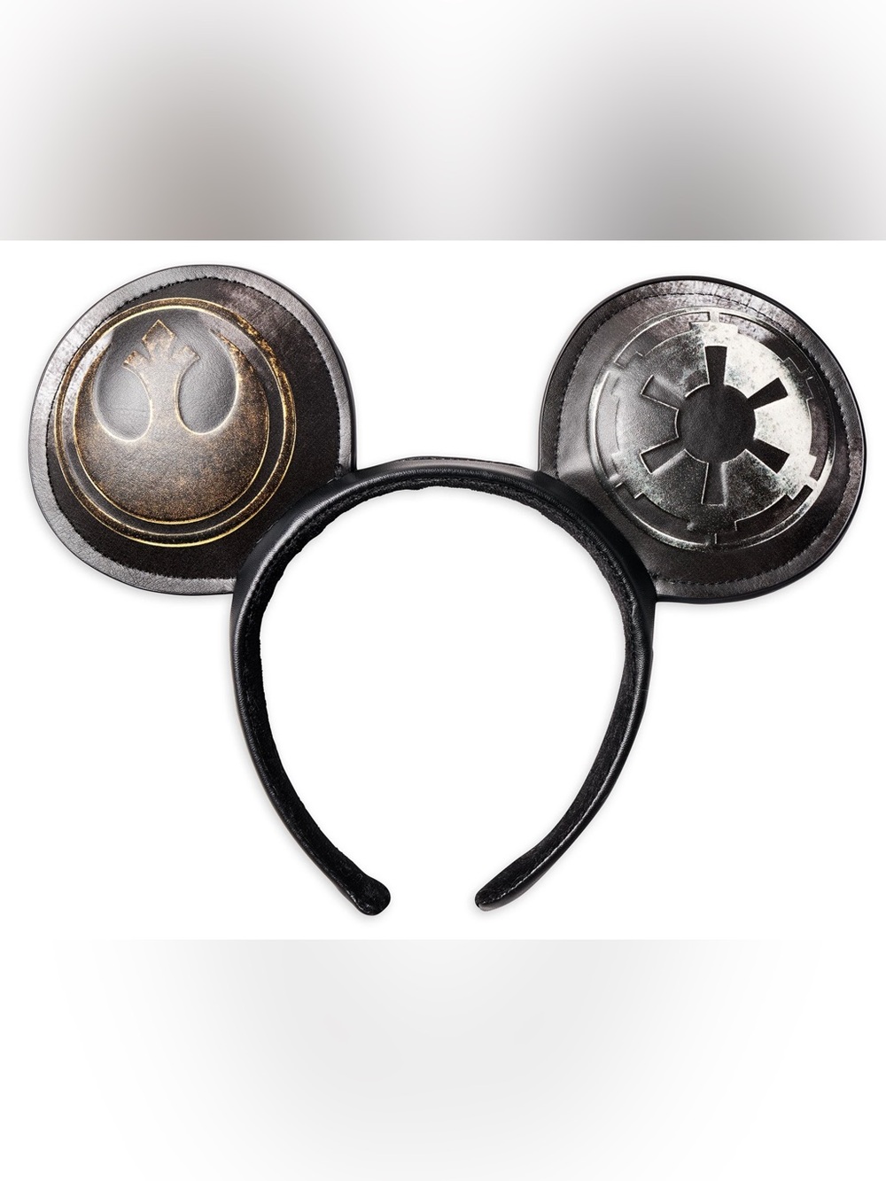 Disney Star Wars Black Mouse Ear Headband with Gold & Silver Emblems NWT